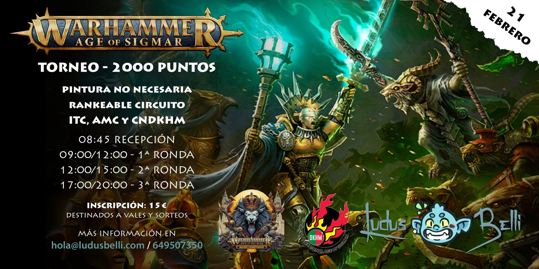 Cartel de Torneo Age of Sigmar 21 Febrero