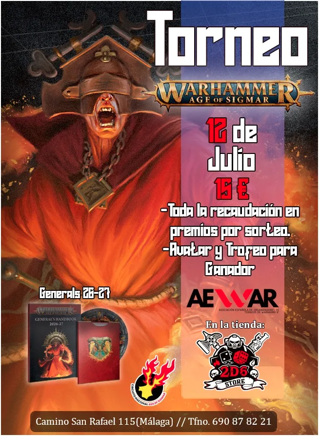 Cartel de Torneo Age of Sigmar 2D6 Store Málaga 12 Julio